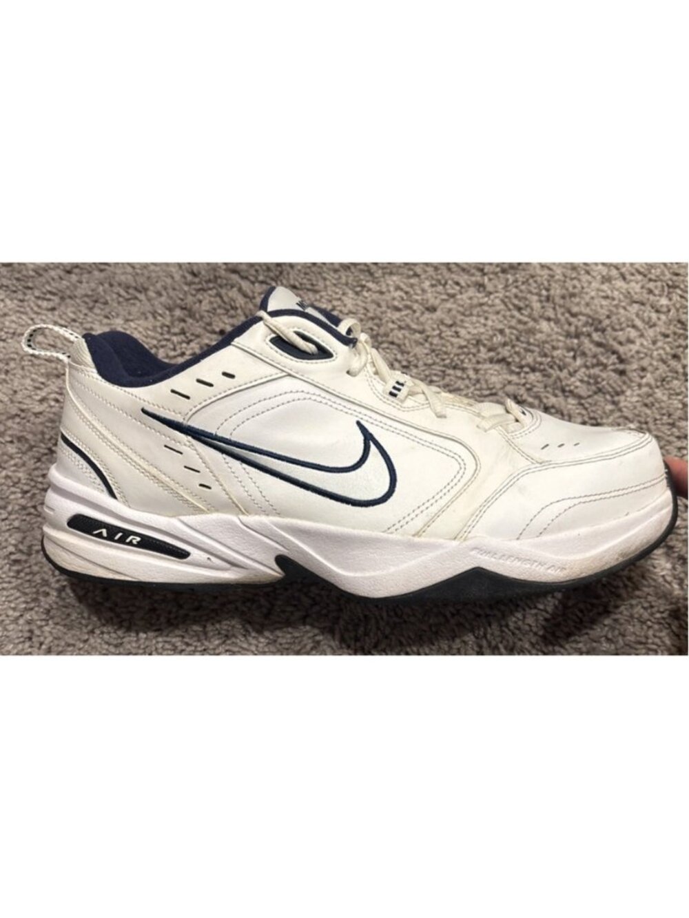 Nike Air Monarch IV Shoes Men's 11 White Navy Walking Dad Sneakers 416355-102